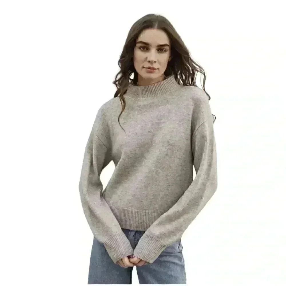 Sophie Rue Women's Oatmeal Acrylic/Poly/Spandex Knit Mock Neck Sweater
